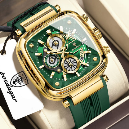 Poedagar 849 Men's Luxury Chronograph Quartz Watch – Silicone Strap, Waterproof, Luminous, Date