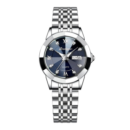 Poedagar 3076 Women's Luxury Quartz Watch – Stainless Steel Band, Waterproof, Luminous, Date