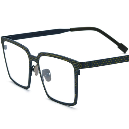 Colourful Titanium Textured Square Optical Glasses Designer - Blue Green - MCROONS
