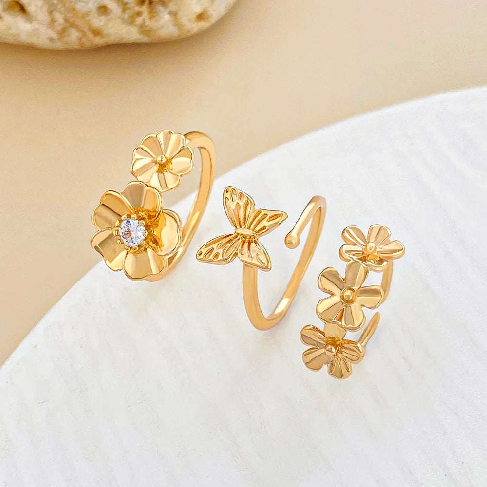MCROONS adjustable toe ring set gold-plated fashion rings