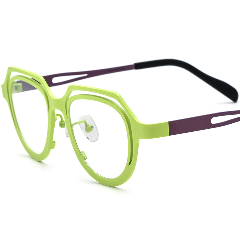 Colourful Titanium Cat Eye Optical Glasses Frame Fashion - Light Green - MCROONS