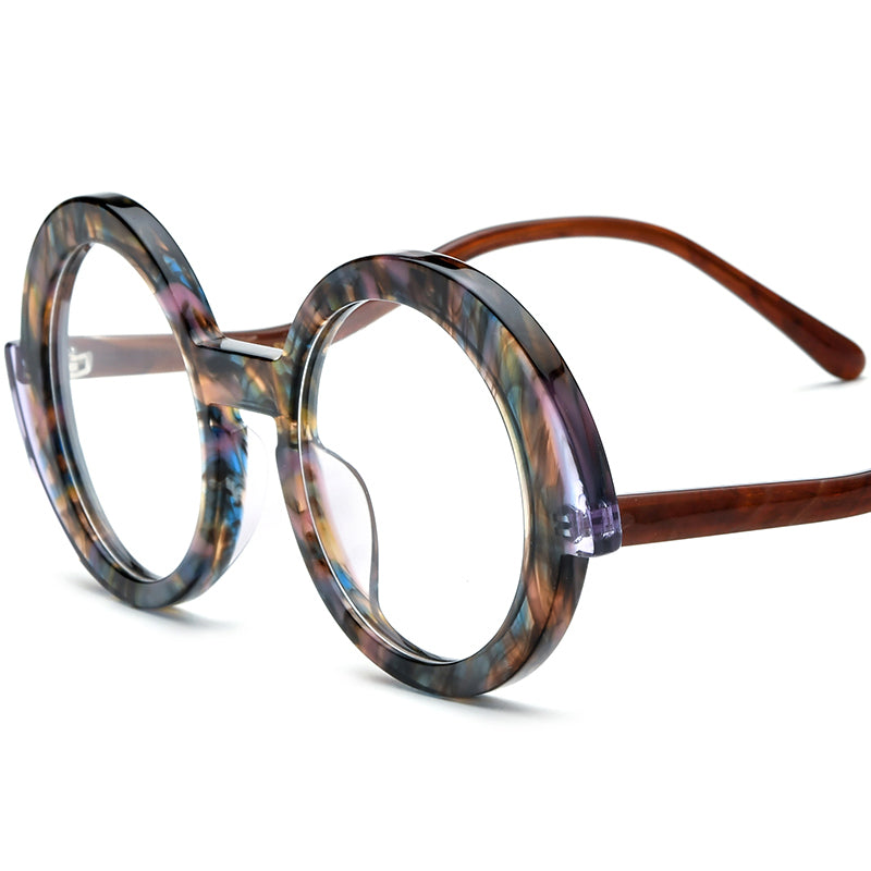 Multicolour Vortex Acetate Round Optical Glasses Frame Retro - Colourful - MCROONS