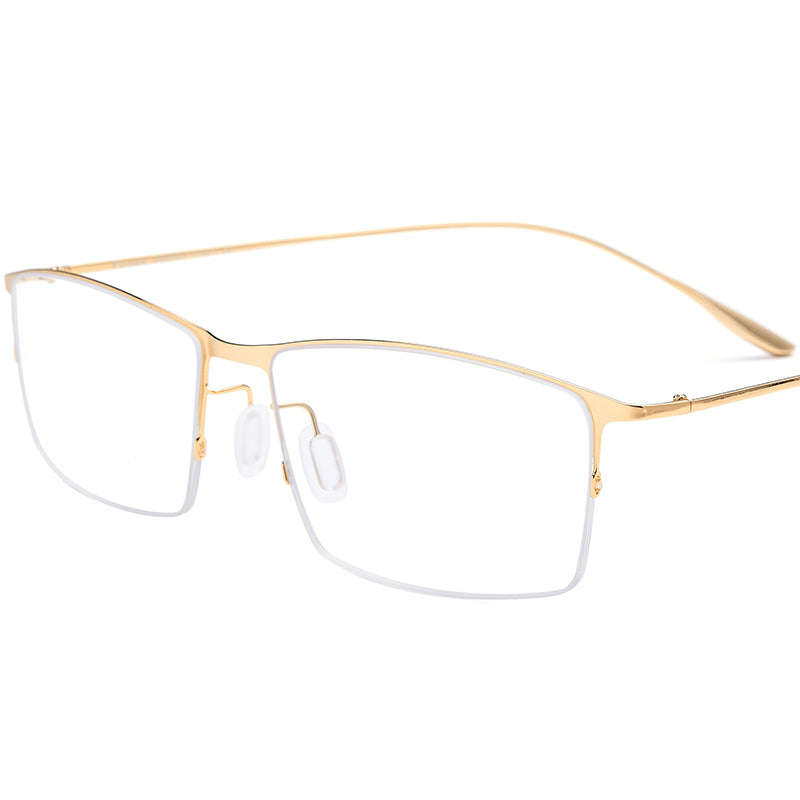 Half-Rim Square Metal Optical Glasses Frame - Gold - MCROONS