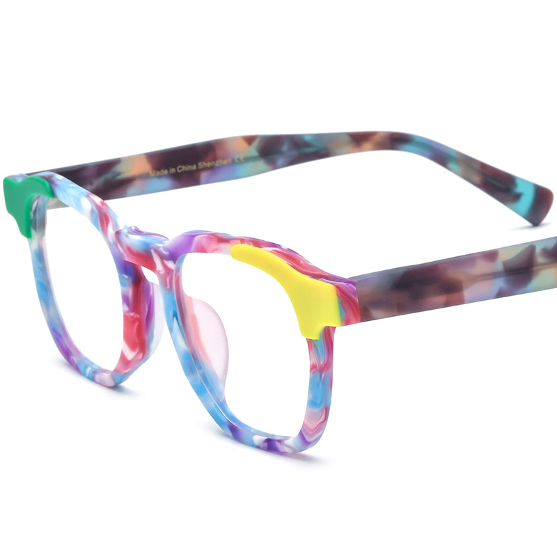 Vintage Multicolour Square Matte Acetate Optical Glasses Frame - MCROONS - Matte Multicolour