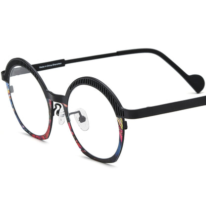 Titanium Oval Optical Glasses Frame Fashionable - Black Colourful - MCROONS