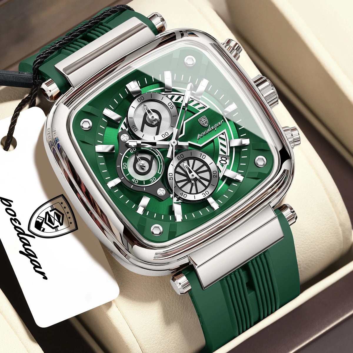 Poedagar 849 Men's Luxury Chronograph Quartz Watch – Silicone Strap, Waterproof, Luminous, Date