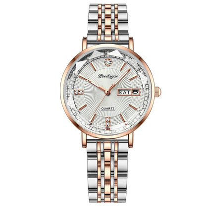 Poedagar 3012 Women's Luxury Quartz Watch – Stainless Steel Band, Waterproof, Date