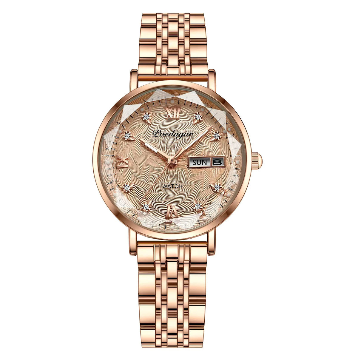 Poedagar 3012 Women's Luxury Quartz Watch – Stainless Steel Band, Waterproof, Date