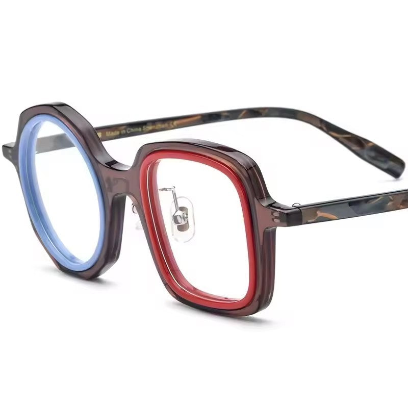 Retro Irregular Acetate Optical Glasses Frame - Brown - MCROONS