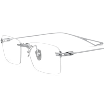 Frameless Titanium Square Optical Glasses - Silver - MCROONS