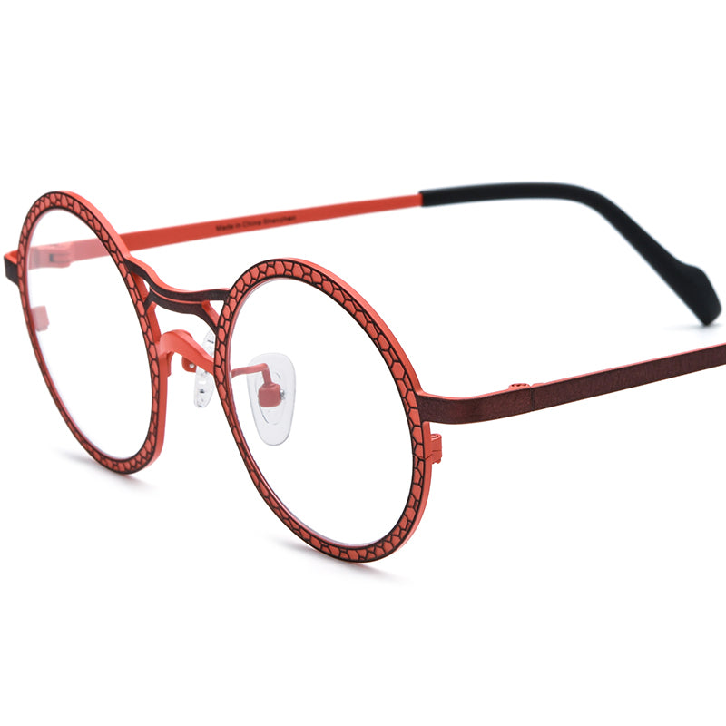 Matte Titanium Round Optical Glasses Frame Fashion - Matte Red - MCROONS