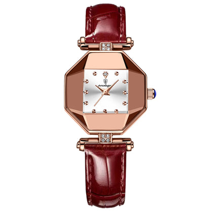 Poedagar 368 Women's Luxury Quartz Watch – Leather Strap, Waterproof