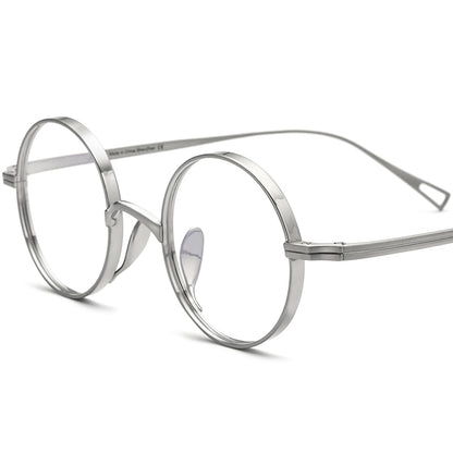 Classic Titanium Round Optical Glasses - Silver - MCROONS