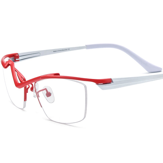 Titanium Square Optical Glasses Frame Lightweight - Red - MCROONS