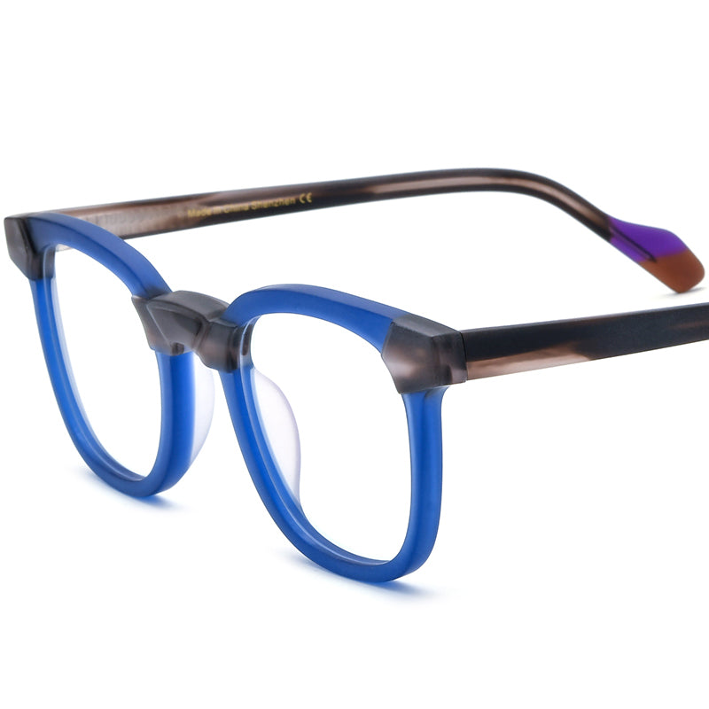 Retro Square Acetate Optical Glasses Frame - Matte Blue - MCROONS