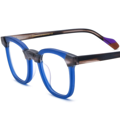 Retro Square Acetate Optical Glasses Frame - Matte Blue - MCROONS