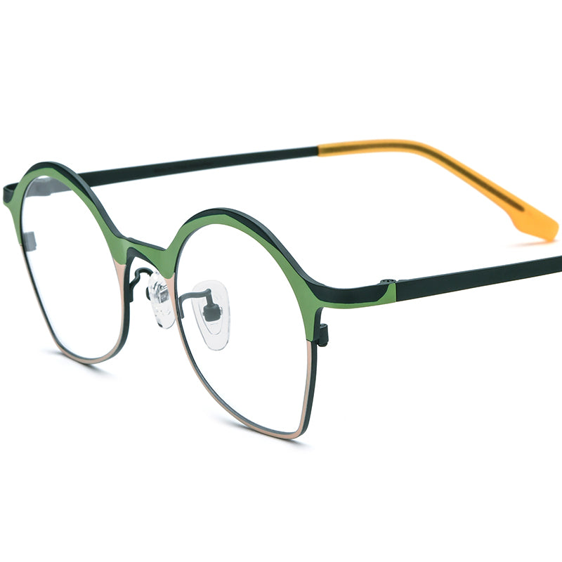 Colourful Titanium Cat Eye Optical Glasses - Green Orange - MCROONS