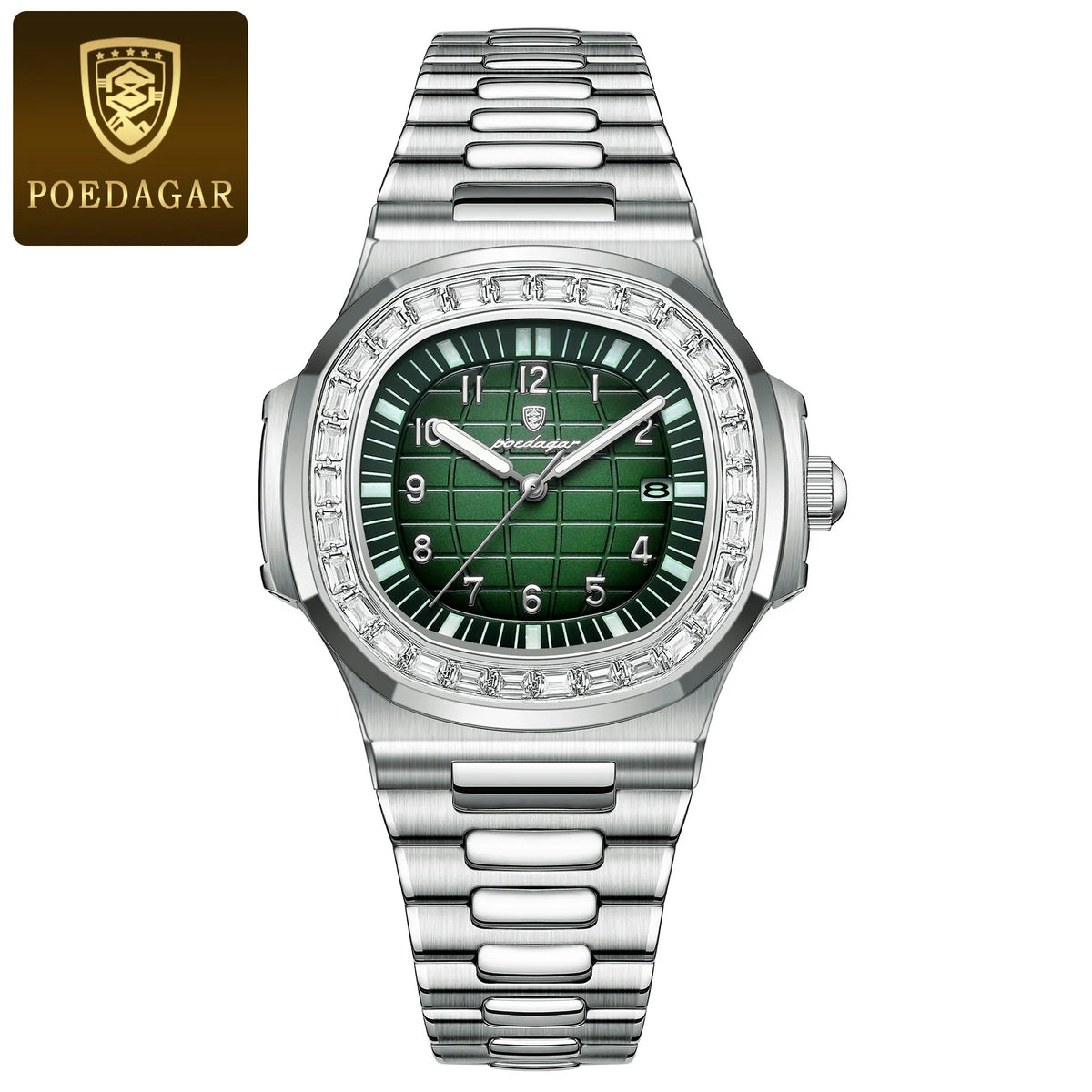 Poedagar 925 Men's Luxury Quartz Watch – Stainless Steel Band, Waterproof, Luminous, Date