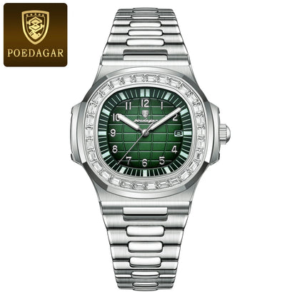 Poedagar 925 Men's Luxury Quartz Watch – Stainless Steel Band, Waterproof, Luminous, Date