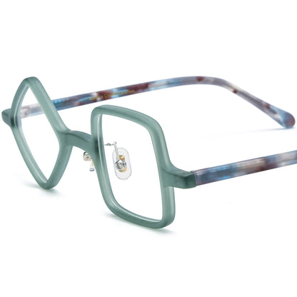 Matte Acetate Geometric Optical Glasses Frame Vintage - Matte Green - MCROONS