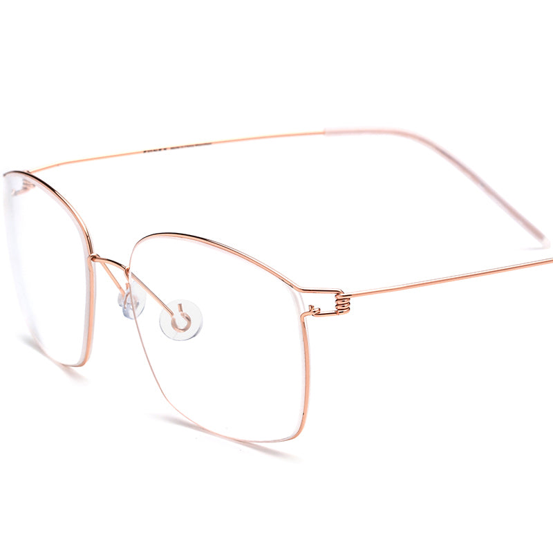 Screwless Titanium Alloy Square Optical Glasses Frame Vintage - Rose Gold - MCROONS