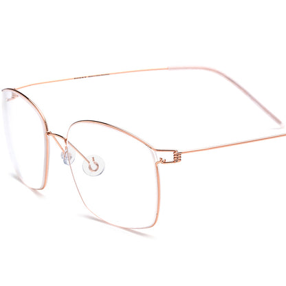 Screwless Titanium Alloy Square Optical Glasses Frame Vintage - Rose Gold - MCROONS
