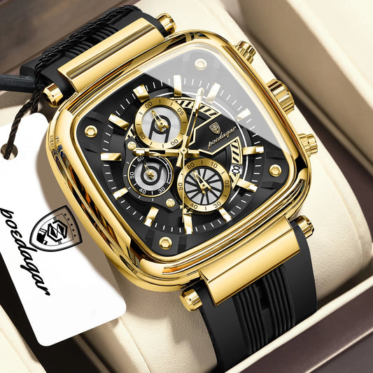 Poedagar 849 Men's Luxury Chronograph Quartz Watch – Silicone Strap, Waterproof, Luminous, Date