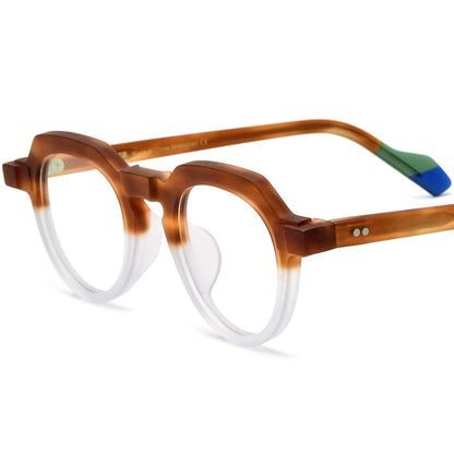 Retro Polygon Acetate Optical Glasses Frame - MCROONS - Yellow White