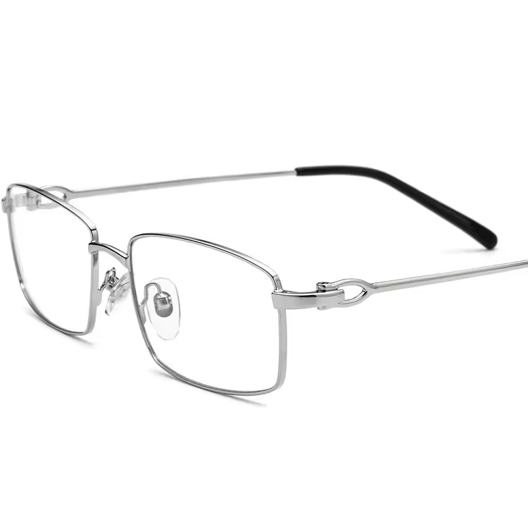 Classic Square Metal Optical Glasses Frame - Silver - MCROONS