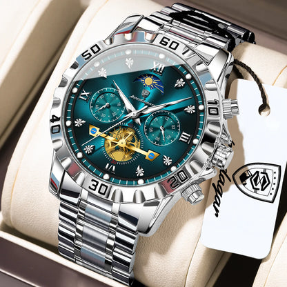 Poedagar 634 Men's Luxury Quartz Watch – Stainless Steel Band, Waterproof, Luminous, Date