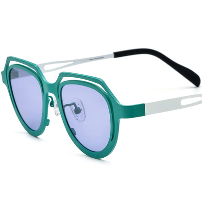 Colourful Titanium Cat Eye Polarised Sunglasses Fashion - Green - MCROONS