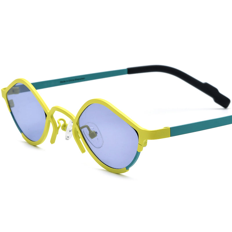 Colourful Titanium Small Cat Eye Polarised Sunglasses - Yellow - MCROONS