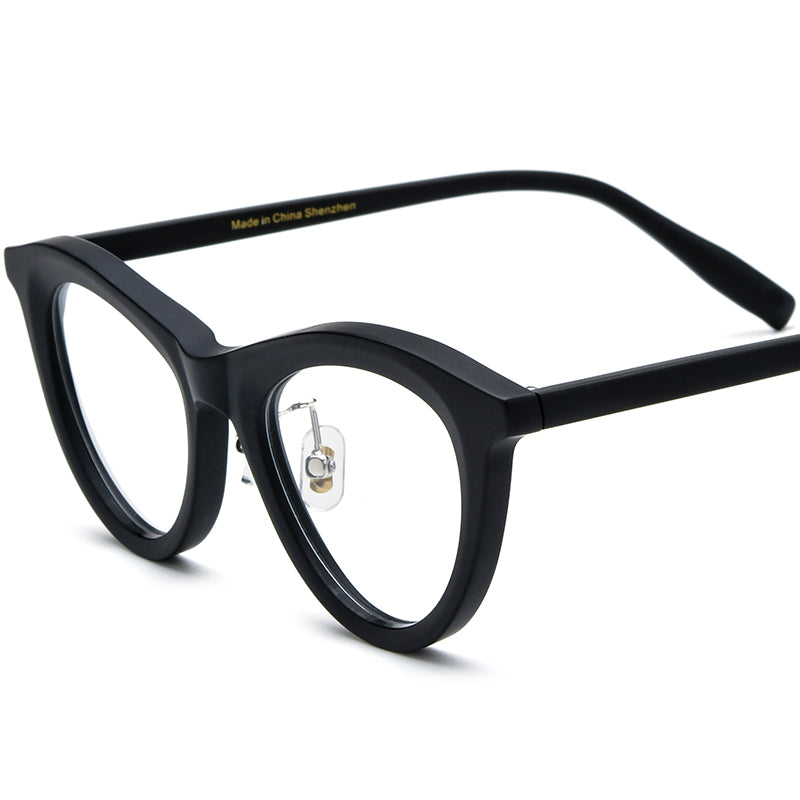 Multicolour Print Acetate Cat Eye Glasses Frame Vintage - Matte Black - MCROONS