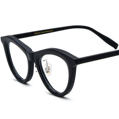 Multicolour Print Acetate Cat Eye Glasses Frame Vintage - Matte Black - MCROONS