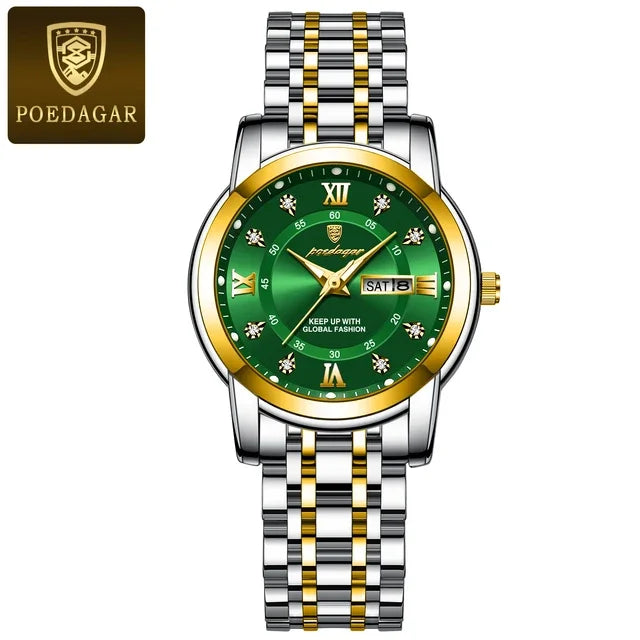 Poedagar 769 Women's Luxury Quartz Watch – Stainless Steel Band, Waterproof, Luminous, Date