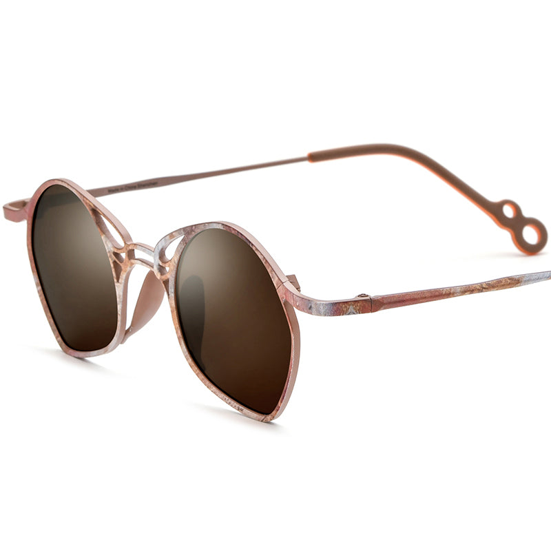 Vintage Titanium Butterfly Polarised Sunglasses - Brown Frame Brown Lens - MCROONS