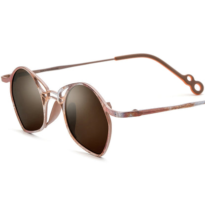 Vintage Titanium Butterfly Polarised Sunglasses - Brown Frame Brown Lens - MCROONS