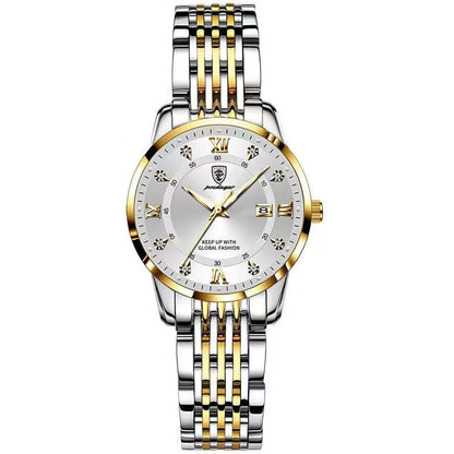 Poedagar 268 Women's Luxury Quartz Watch – Stainless Steel Band, Waterproof, Luminous, Date