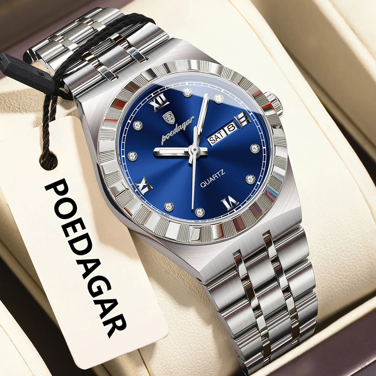 Poedagar 794 Women's Luxury Quartz Watch – Stainless Steel Band, Waterproof, Luminous, Date