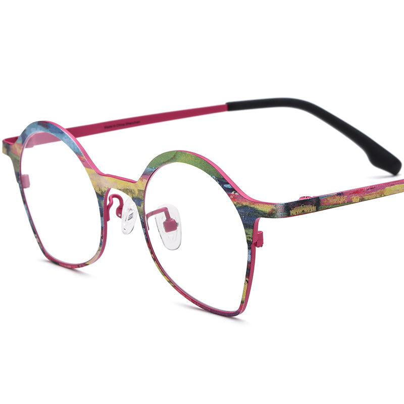 Vintage Titanium Cat Eye Optical Glasses - Pink - MCROONS