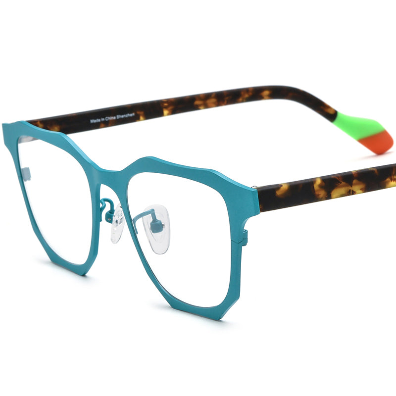 Acetate Titanium Square Optical Glasses Frame Vintage Design - MCROONS - Blue