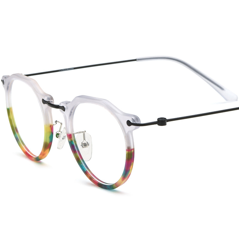 Acetate Titanium Round Optical Glasses Frame Vintage - MCROONS - Transparent