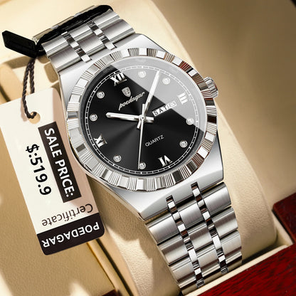 Poedagar 872 Men's Luxury Quartz Watch – Stainless Steel Band, Waterproof, Luminous, Date