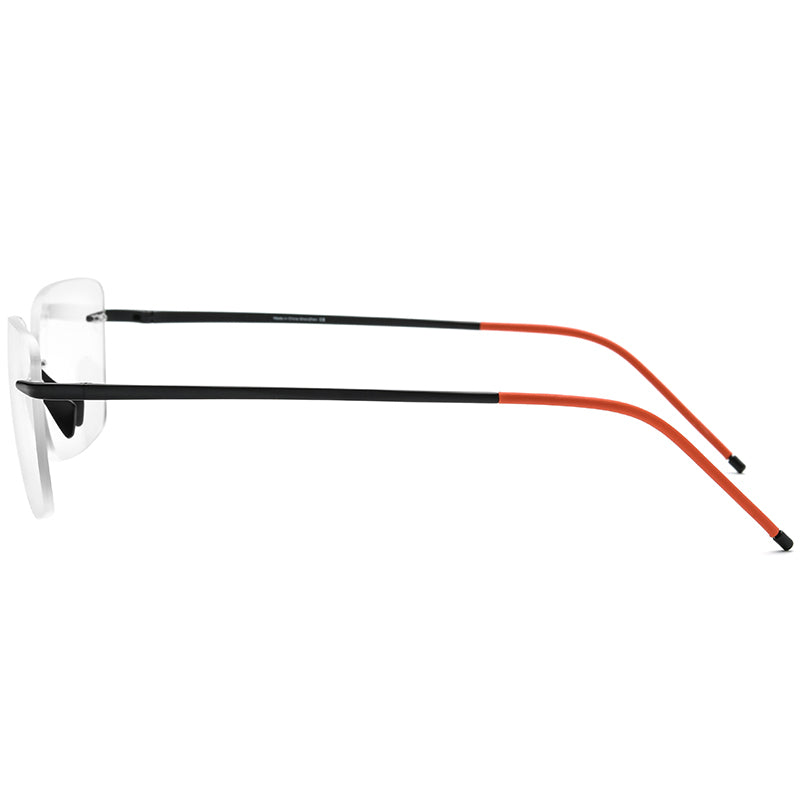 Rimless Titanium Square Optical Frame Two-Tone - Black - MCROONS - Side View