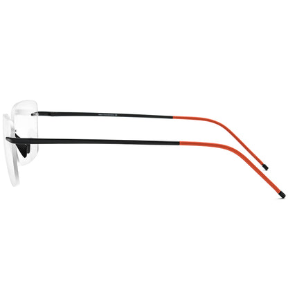 Rimless Titanium Square Optical Frame Two-Tone - Black - MCROONS - Side View