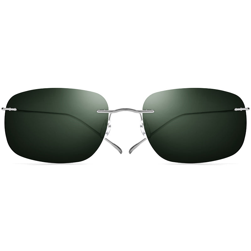 Rimless Titanium Square Polarized Sunglasses - MCROONS - front view