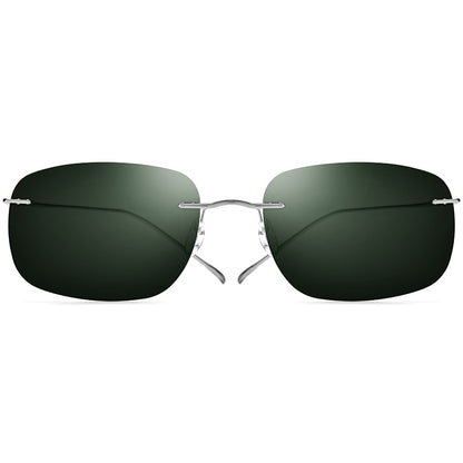 Rimless Titanium Square Polarized Sunglasses - MCROONS - front view