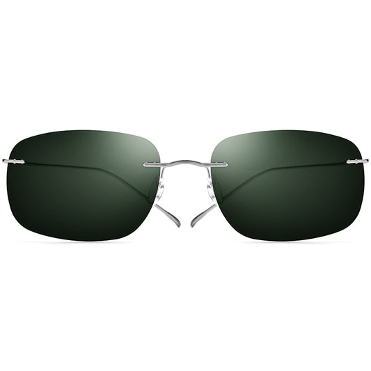 Rimless Titanium Square Polarized Sunglasses - MCROONS - front view
