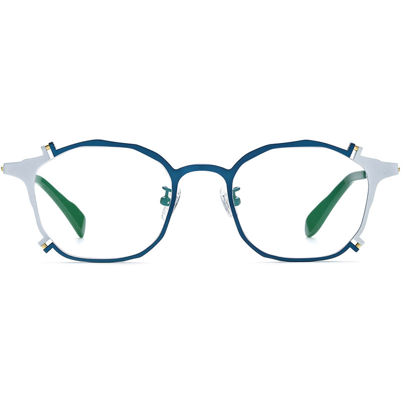 Vintage Square Titanium Optical Glasses Frame - Blue Silver - MCROONS
