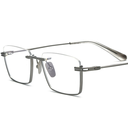 Rimless Square Titanium Optical Glasses Frame - Gray - MCROONS